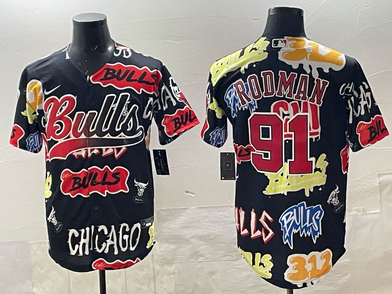 Men Chicago Bulls Nike #91 Rodman black NBA 2025 Jersey style 03->chicago bulls->NBA Jersey